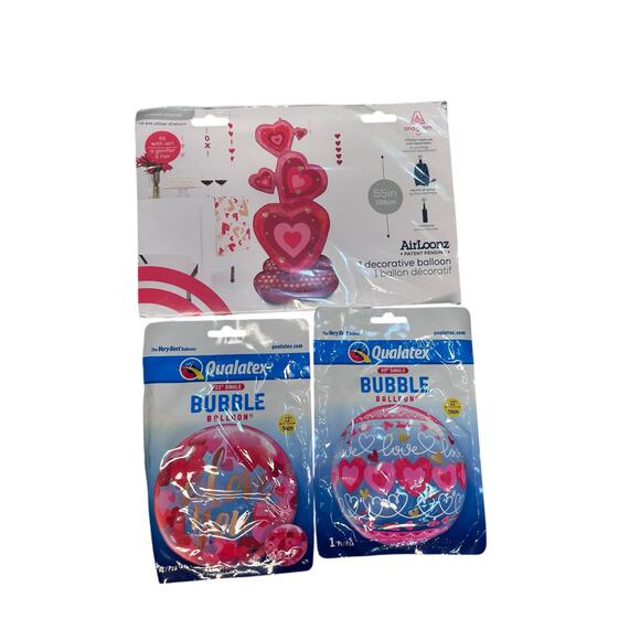 Valentine’s Day Balloon Set – Anagram AirLoonz Hearts & Bubble Balloons – 3 Pack - Picture 7 of 12